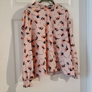 Pink Abstract Floral Print Blouse